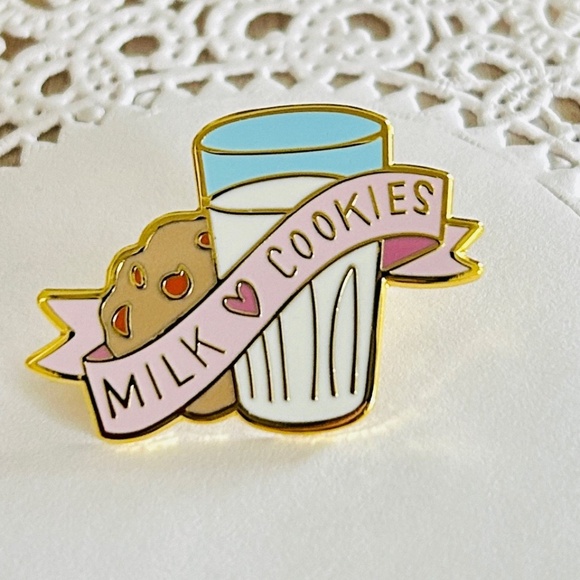 Endearing Milk & Cookies Enamel Pin - Picture 1 of 6